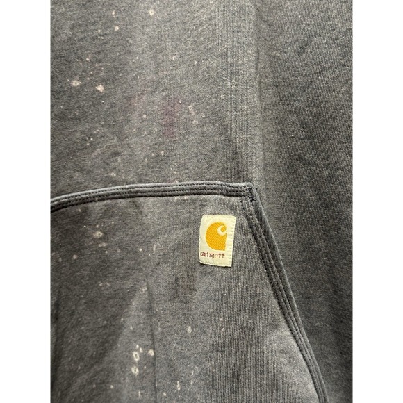 Men Carhartt Blue Hoodie Sweatshirt Size Large Distressed By Work Logo Down Arm - Picture 2 of 11